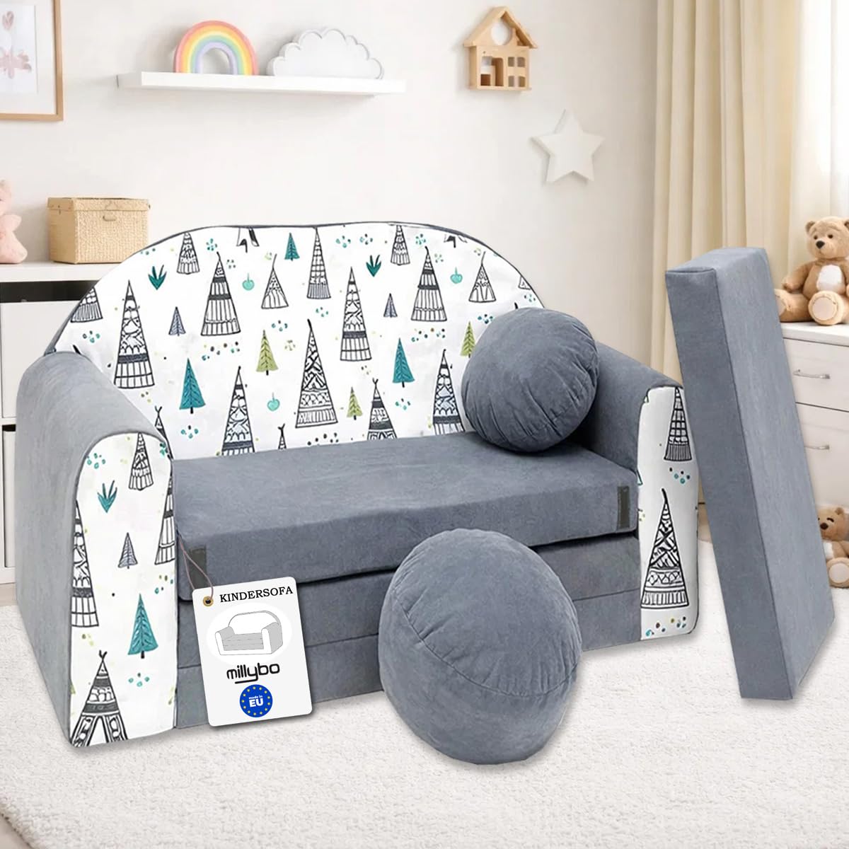 millybo Kinderbank, kinderbank met slaapfunctie, uitklapbaar, 3-in-1, kinderbank, speelbank met bedfunctie, voor meisjes en jongens, zitzak, mini- sofa, slaapbank, slaapstoel (A33 millybo Kinderbank, kinderbank met slaapfunctie, uitklapbaar, 3-in-1, kinderbank, speelbank met bedfunctie, voor meisjes en jongens, zitzak, mini- sofa, slaapbank, slaapstoel (A33