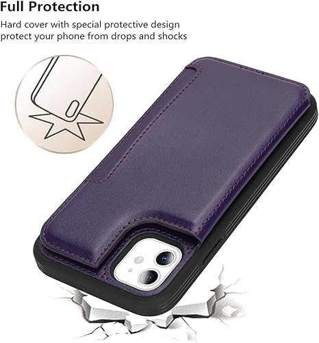 Miniatura 16 de iCoverCase Funda compatible con iPhone 11 con soporte para tarjetas, funda protectora de piel sintética con bloqueo RFID para mujeres y hombres