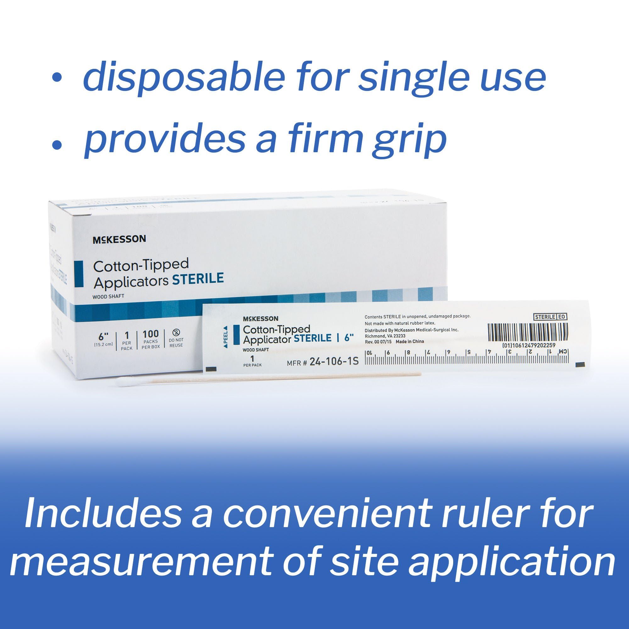 McKesson Cotton Tipped Applicator, Long Sterile Medical Swabs, 6 in, 100 ct — Amazon image 2
