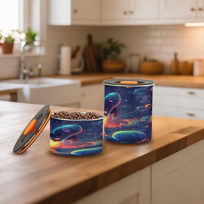 ALAZA Starry Sky Cloud Planet Coffee Canister 30oz miniatura 2