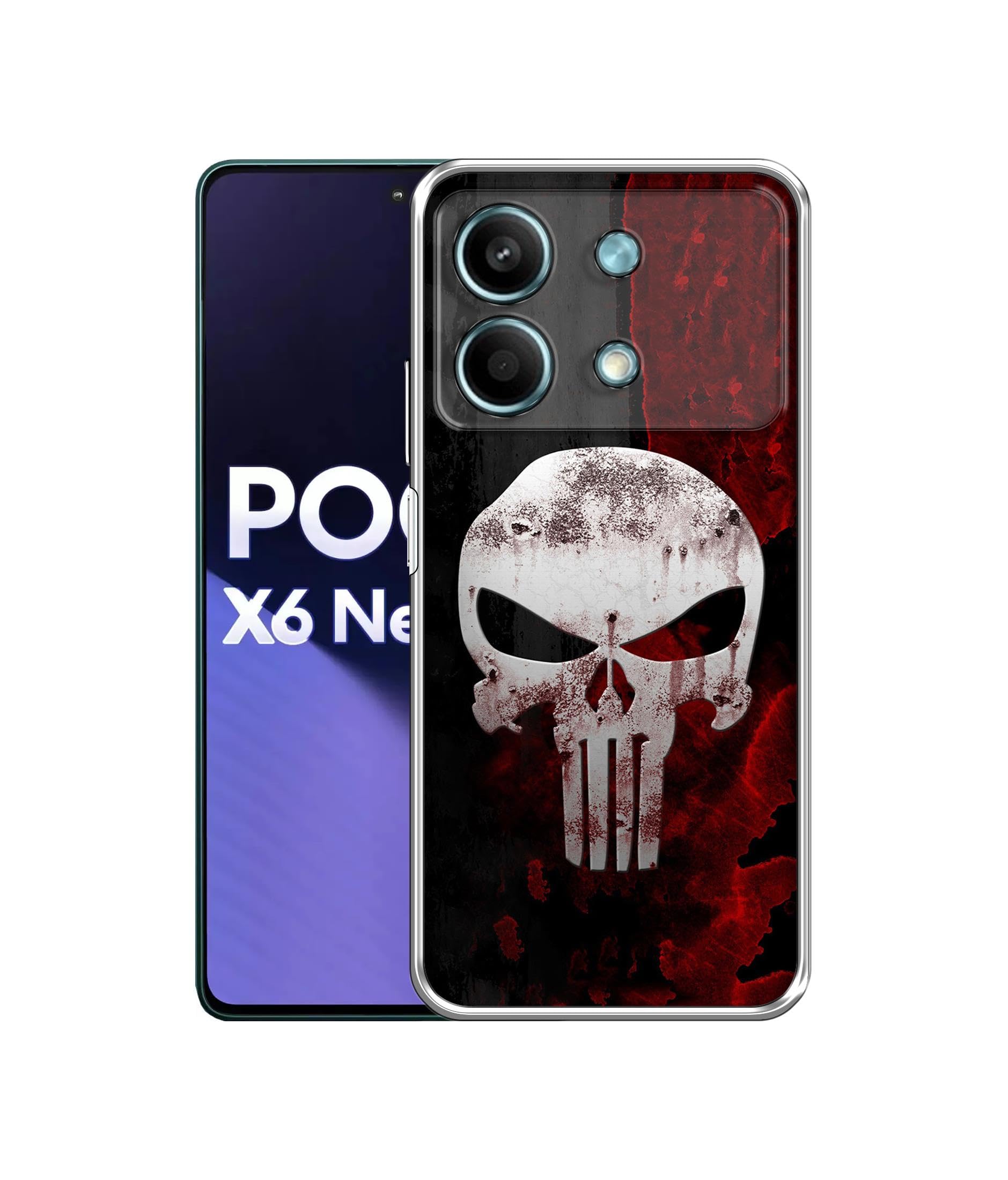 Casotec Punisher Skull TPU Back Case for Poco X6 Neo Multicolor 88582 - Image 1