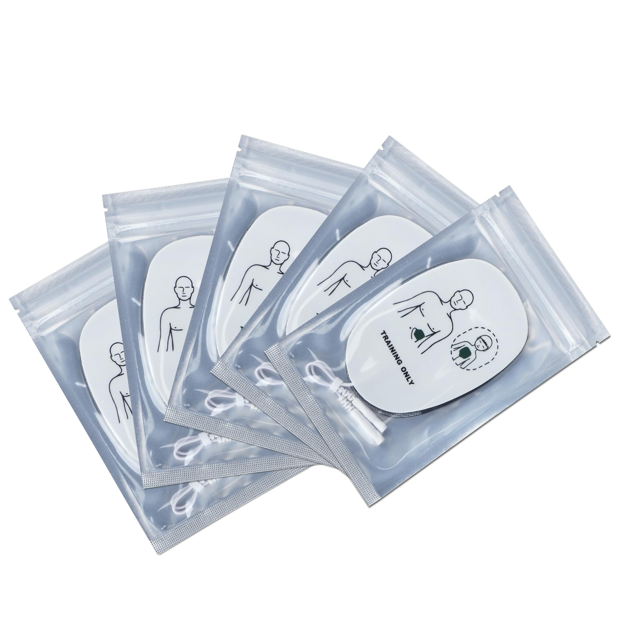 Parches Desfibrilador Entrenamiento - Paquete de 5 electrodo de entrenamiento AED de repuesto compatibles con XFT-120C, XFT-120C+, XFT-d0009, XFT-120GA, XFT-120N (Modo adulto y pediátrico)