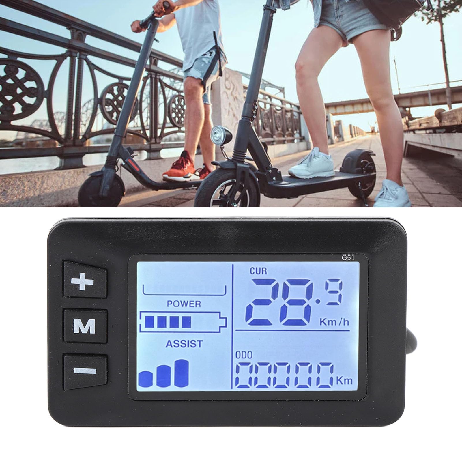 Pannello Display LCD per Bici Elettrica con Connettore 5 Pin, Tachimetro Digitale Scooter Elettrici Compatibile Biciclette e Scooter Accessori