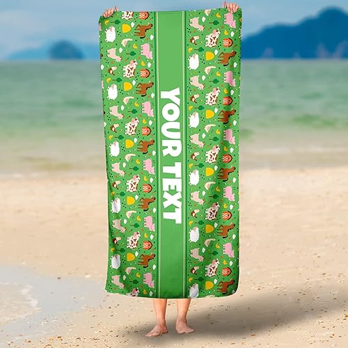 Vista 42 de Personalized Beach, Pool, Bath Towel for Kids - Robots, Custom Name/Text, Quick-Dry/Absorbent for Summer/Vacation/Children's Bathroom, Customized