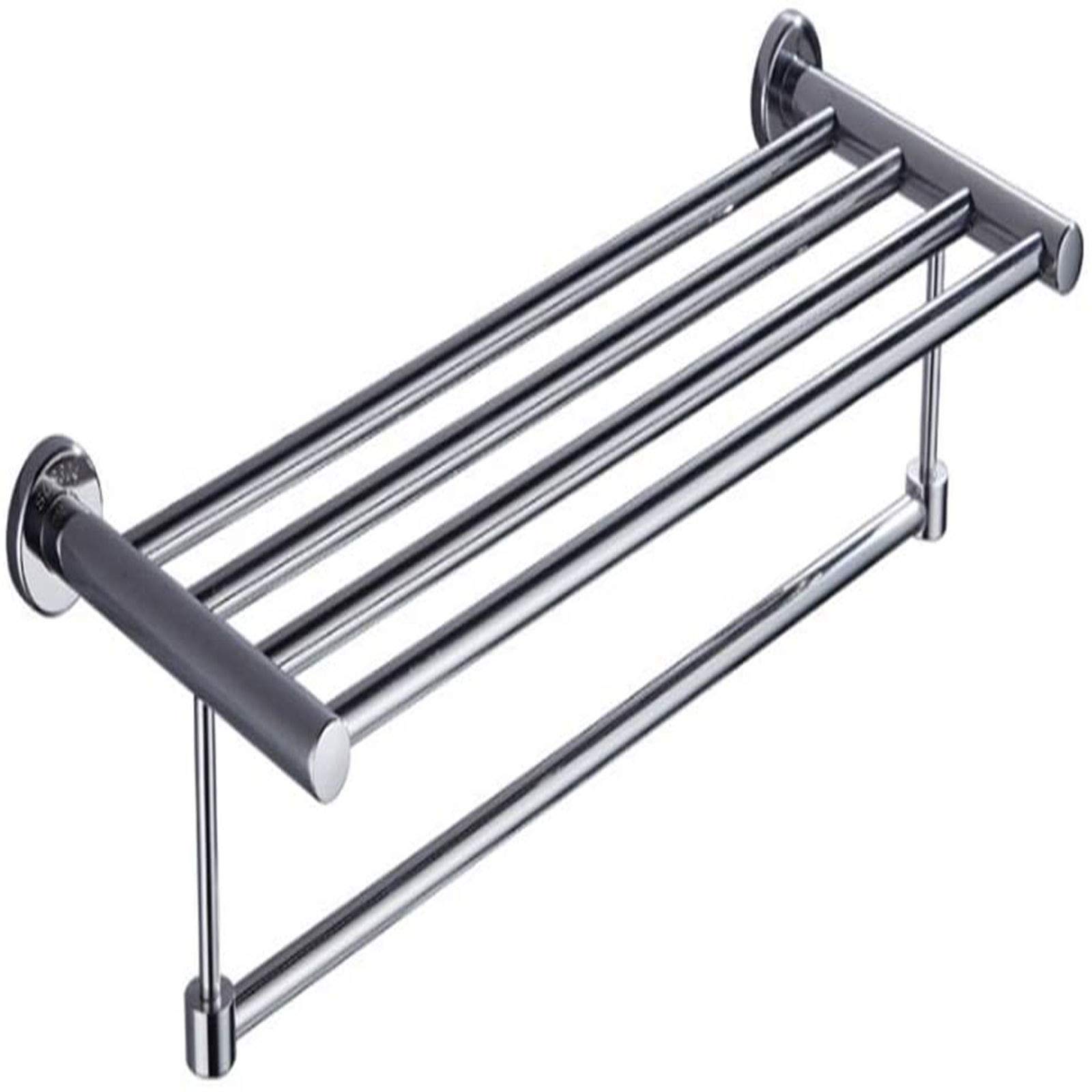 Porte-serviettes mural double en acier inoxydable 304 chromé pour salle de bain