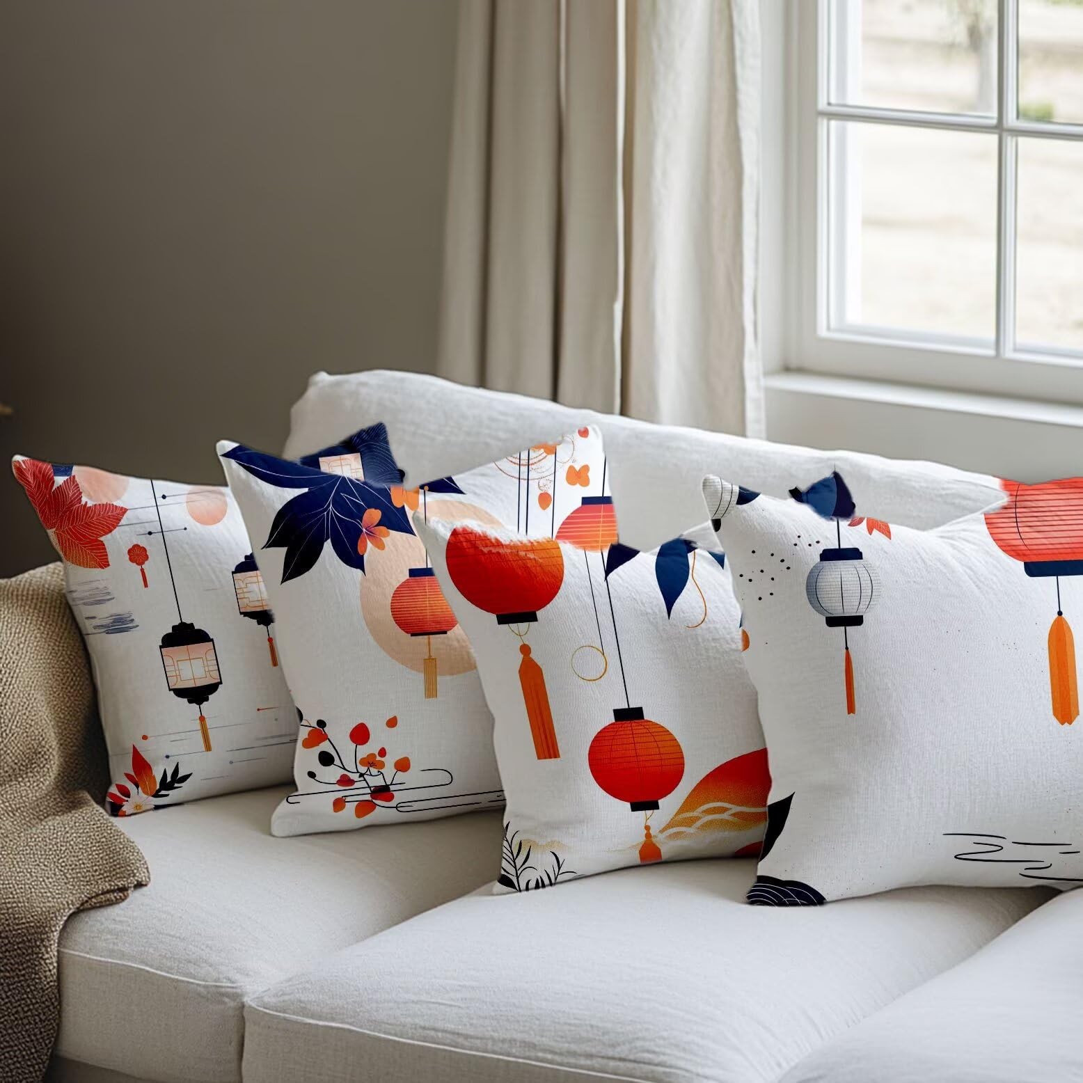 Set di 4 cuscini impermeabili da esterni, 50,8 x 50,8 cm, in velluto, stile retrò, decorativi, per mobili da giardino, divano e patio, stampa su entrambi i lati, regalo per primavera/estate/autunno