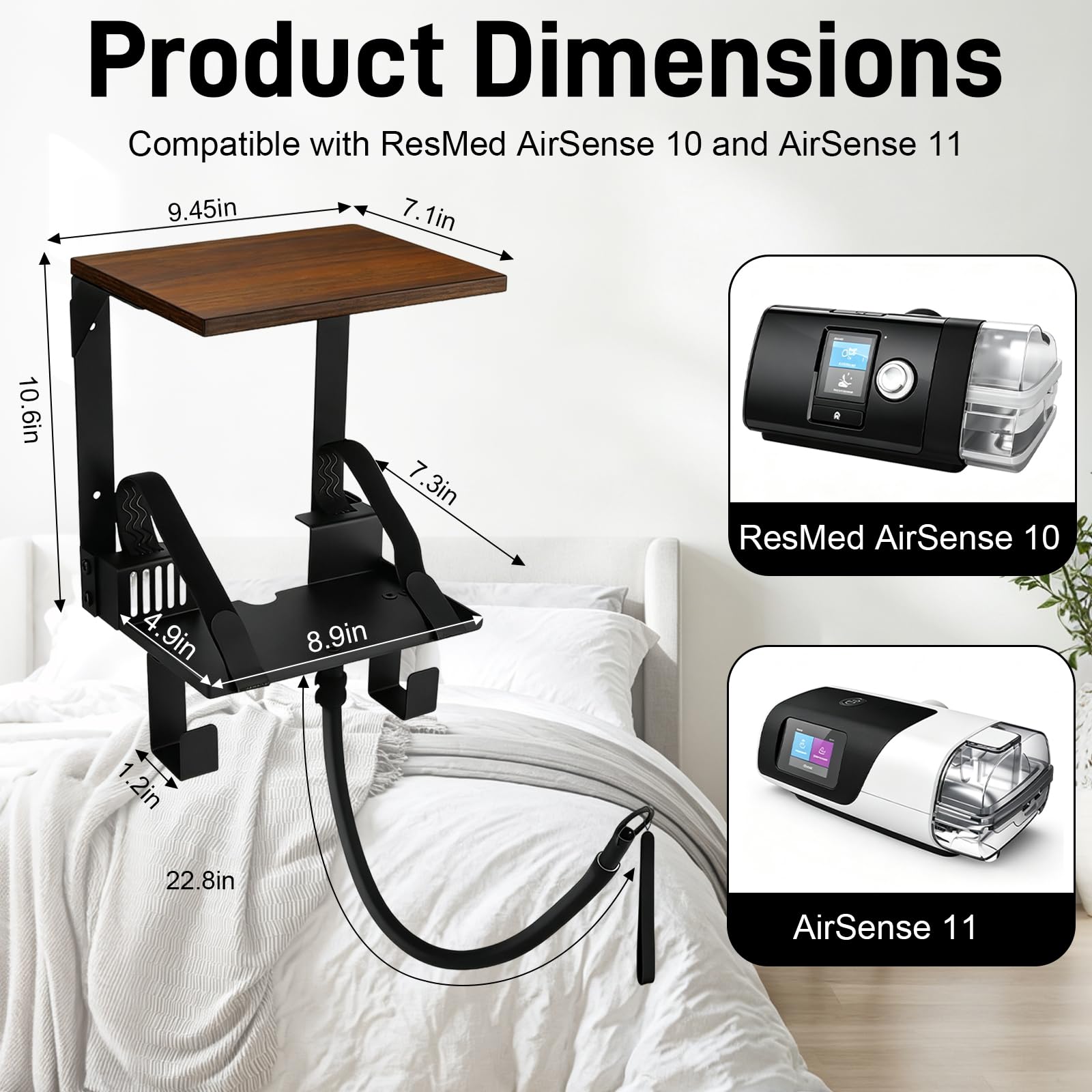 Supporto a Parete CPAP con Doppio Ripiano per ResMed AirSense 10 e 11