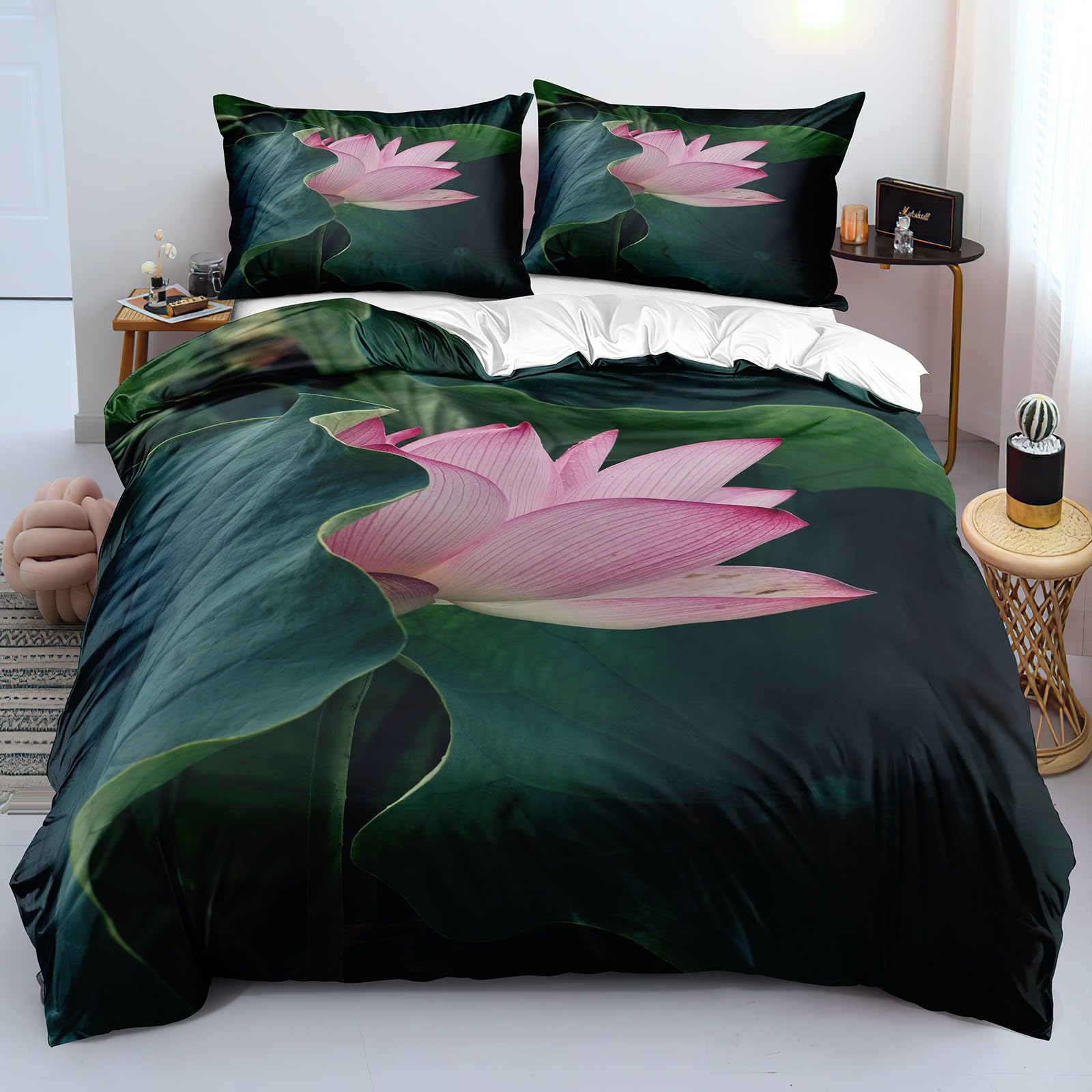 Housse de couette 140x200 lotus imprimée pour créer une ambiance zen et cocooning dans la chambre