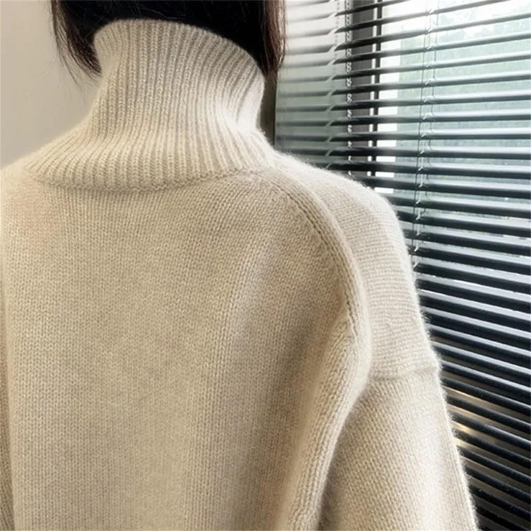 Damski sweter z wysokim dekoltem kaszmirowy sweter sweter sweter ciepły luźny dzianinowy podstawowy sweter kurtka topy