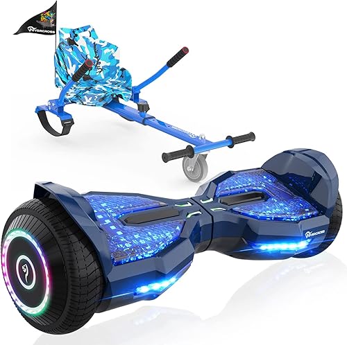 EVERCROSS Hoverboard, aeropatineta de 6.5 pulgadas con accesorio de asiento, scooter autoequilibrado con aplicación, aeropatinetas Bluetooth para