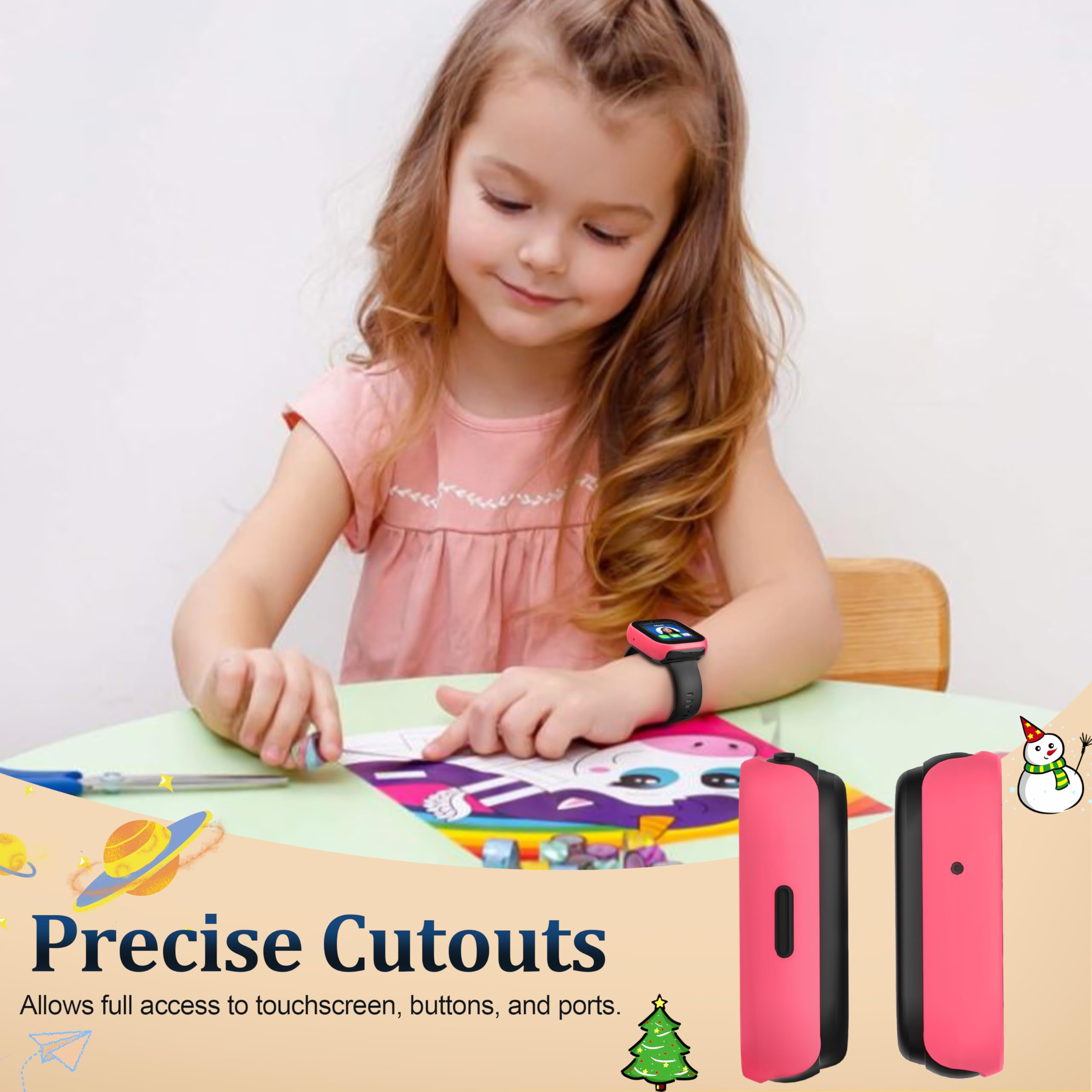 2 x Displayschutzfolie für Sync Up Kids Watch 2, Hart-PC-Schutzhülle, Stoßschutz, gehärtetes Glas, Zubehör für SyncUp Kids Watch 2, transparent + rosa