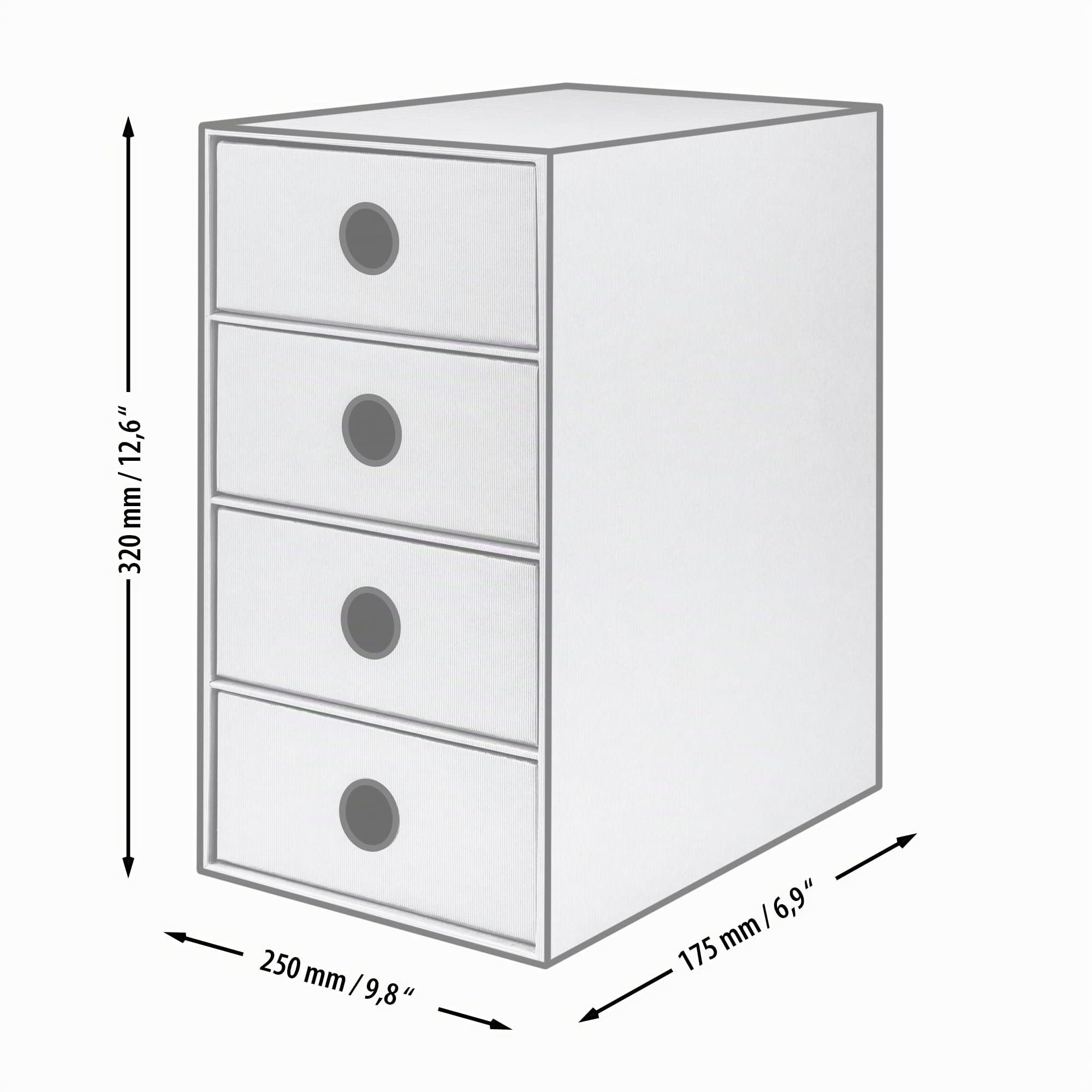 Rössler SOHO 4er Schubladenbox aus Papier | Büro Organizer Schreibtisch | Schubladen Organizer Büro Zubehör & Bürobedarf | Schreibtisch Organizer Box | 18 x 25 x 32 cm | 1 Stück | Farbe: Kraft