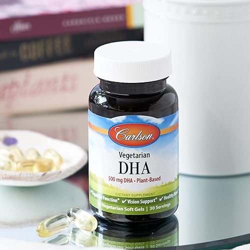 Miniatura 7 de Carlson - DHA vegetariano, 500 mg de DHA, a base de plantas, de origen sostenible de algas, apoyo cerebral, salud del estado de ánimo, 60 cápsulas