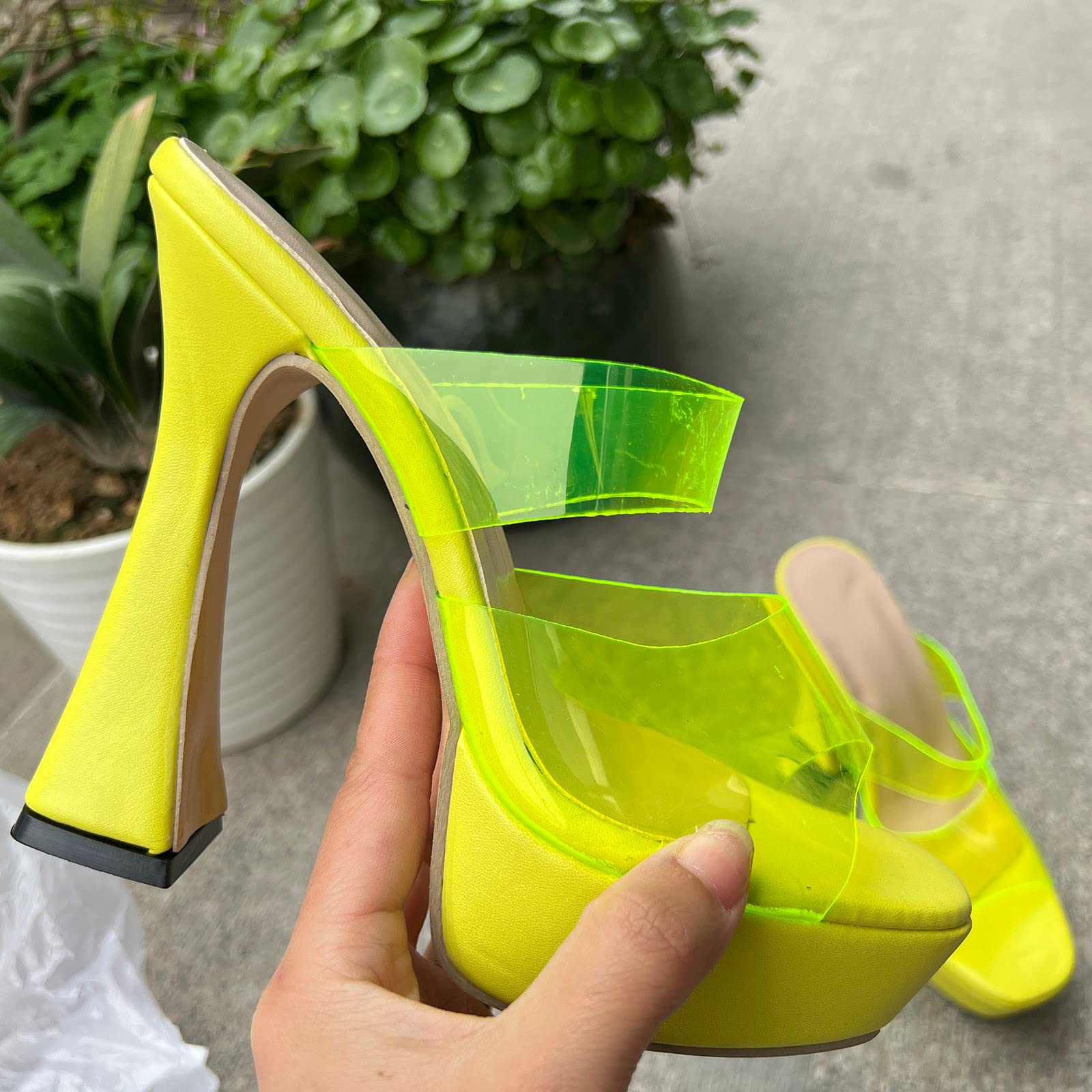 Momolaa Ciabatte Mare Zeppa Sandali con plateau da donna con tacco Sandali con tacco con cinturino trasparente Sandali con tacco rialzato Sandali alla moda con Sandali Estivi Gioiello
