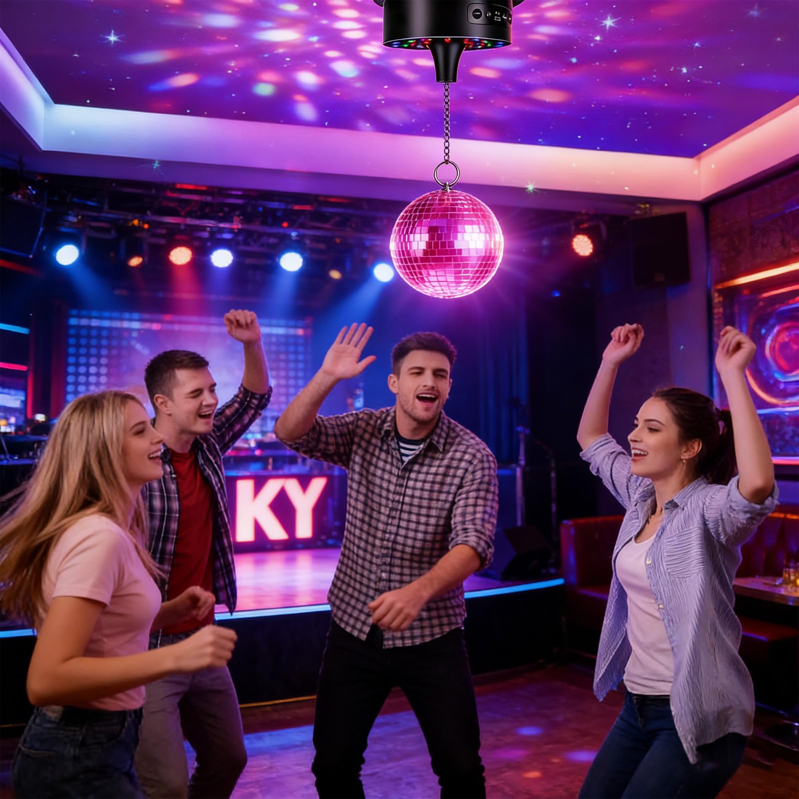Motore Rotativo a Sfera Da Discoteca: Motorino Elettrico Da Palla Stroboscopica, Motore a Sfera per Specchi Con 30 Luci LED E Telecomando per Decorazioni per Feste, Dj, Pub, Bande, Discoteche, KTV