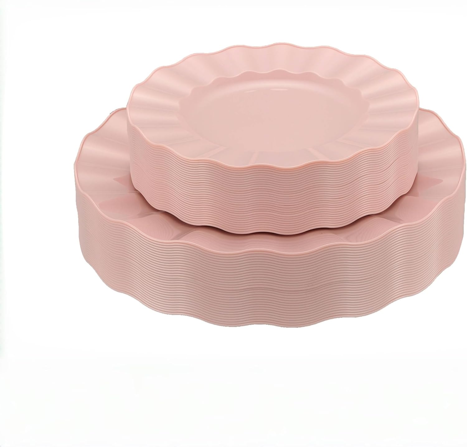 60Pcs Premium Pink Plates Disposable, Fancy Plastic Disposable Plate, Elegant Wedding Plates Set include 30 Dinner & 30 Dessert Plates for Easter Spring Party(30Guests)