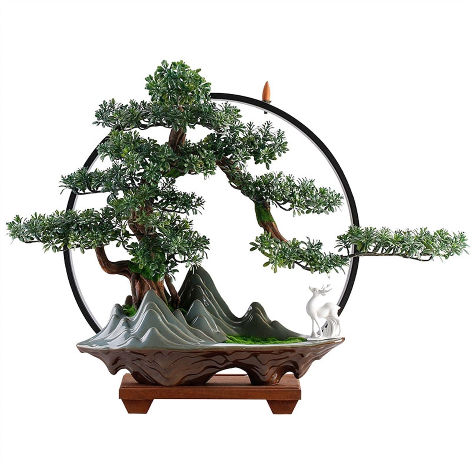 SWENEEN Home Fake Plants Artificial Bonsai Tree Fake Plants Bonsai Tree Decoration Artificial Plants Indoor Potted Faux Pine Plants For Indoor/Office Desktop Potted Decoration Ar,