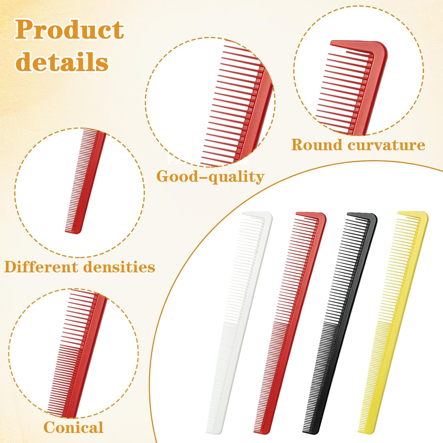 4PCS Taper Loc Comb for Men Women Salon, Retwist Comb Professional Barber Stylist Hair Comb Set, Plastic Colorful Combs for Hair Cutting Styling, Salon Barber Combs Kit