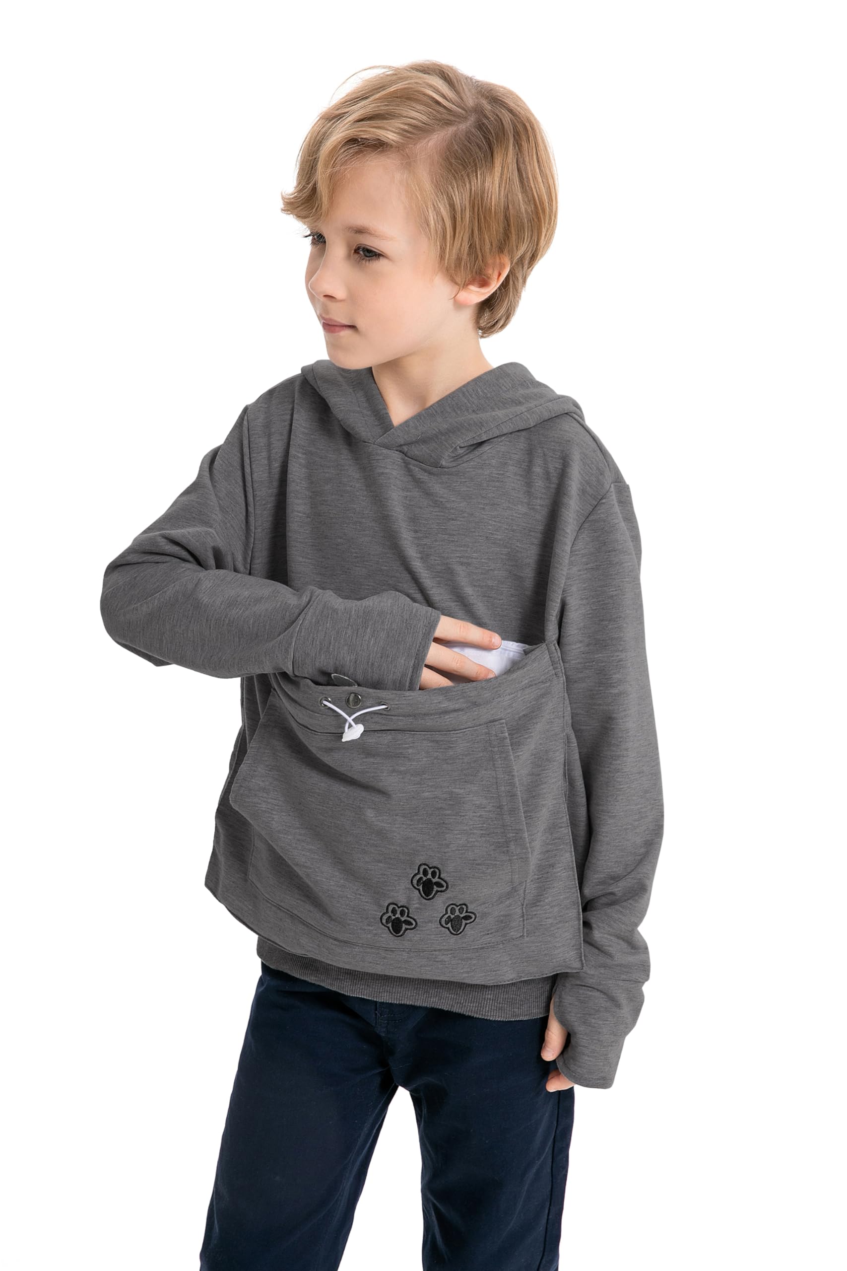 ALYC Boys Girls Hoodies - Pet Holder Kitten Puppy Carriers Pullover Long Sleeve Cat Ear Sweatshirt with Removable Inner Pouch