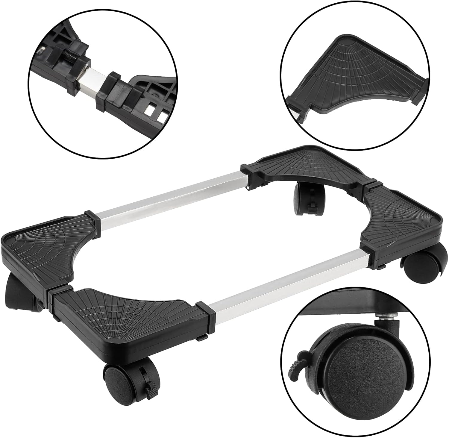 2 Pack Computer Tower Stand, Black CPU Stand, Adjustable Mobile CPU Stand with Locking Caster Wheels, PC Tower Stand Holder for Floor Carpet