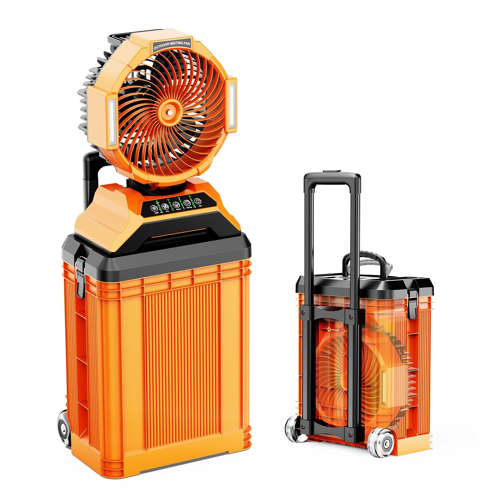 15L Bucket Portable Misting Fan, 30000mAh Rechargeable Battery Powered