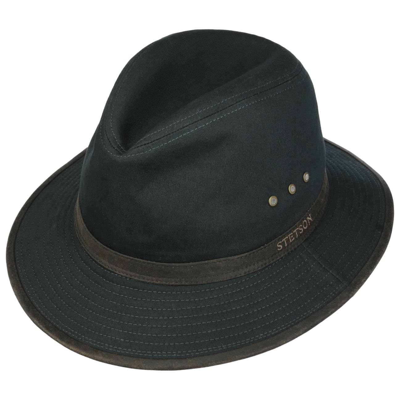 Stetson Chapeau Ava Coton Outdoor Homme - Outback en aventurier avec Bandeau Cuir, Passepoil Ete Printemps-ete