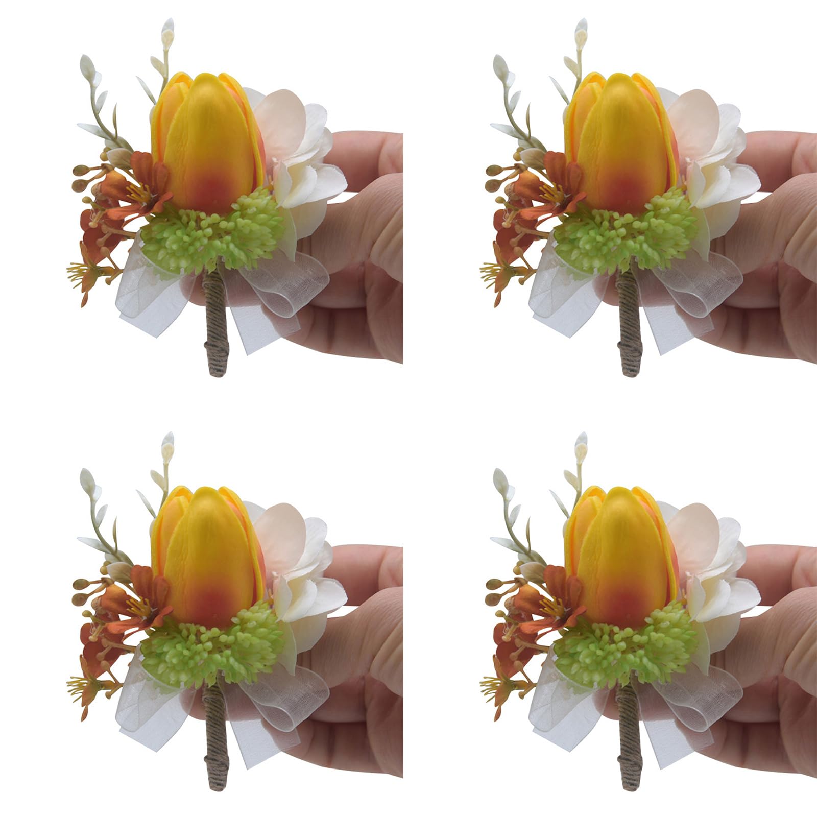 NEWFT 4Pcs Bride and Bridesmaid Boutonniere for Wedding Ceremony Anniversary, Dinner Party, Bride Bridesmaid Boutonniere