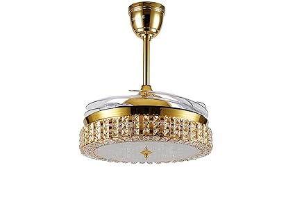 Kanz Enterprises Designer Fans with LED 48 Inches ABS 4 Blades Gold NO Noise 38 watts DC Motor with 3 Color Changing LED Light Timer Reversible Movement Living Room Fan RGL 2921 Gold