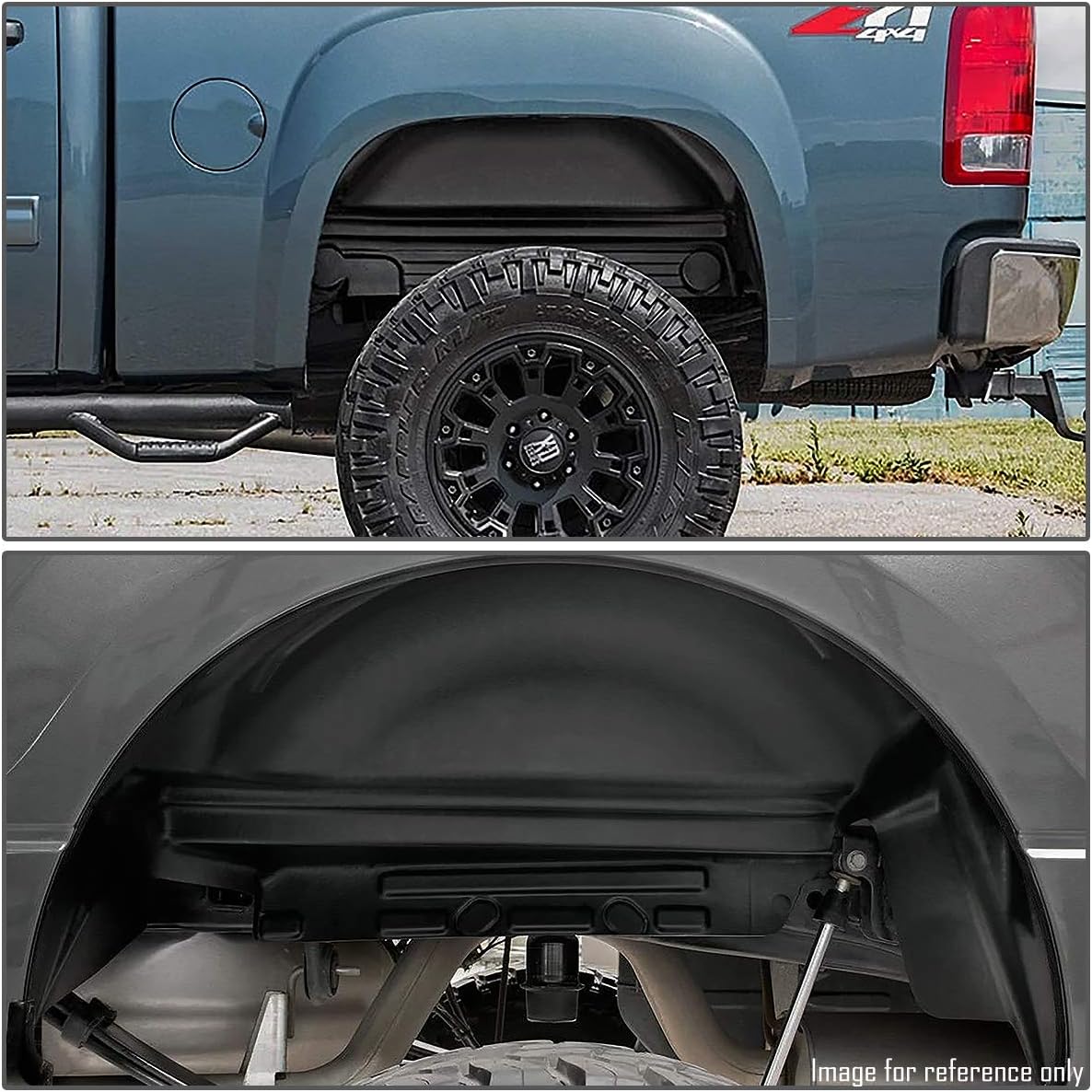 DNA MOTORING Pair Rear Wheel Well Guards Inner Fender Mud Flaps (Left+Right) Compatible with 07-13 Silverado Sierra 1500 / Silverado Sierra 2500 HD 3500 HD, ZTL-Y-0041