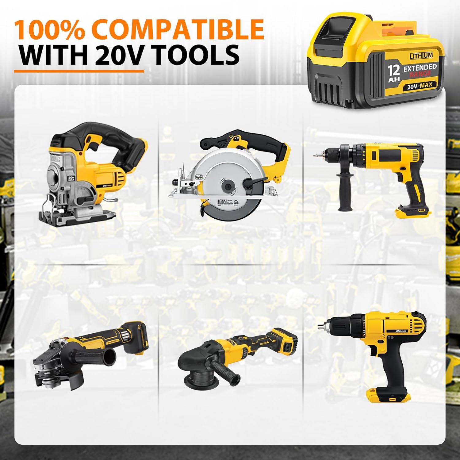 4PCS 12000mAh Replacement for DeWalt 20V Max Battery – Compatible with DCB200, DCB201, DCB204, DCB205, DCB206, DCB207 – High-Capacity Lithium-Ion Battery for DeWalt 20V Cordless Power Tools & Chargers - Image 6