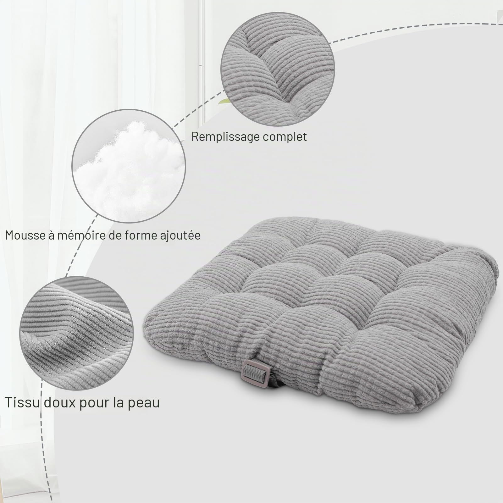 CAVWVTYU Rehausseur Chaise Enfant- 2Pcs Coussin épais pour siège de Chaise en Velours côtelé Coussin de Dossier en PU imperméable Facile à Nettoyer Siège d'appoint avec Fond antidérapant