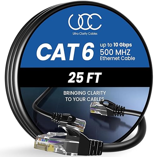 Miniatura 12 de Cable Ethernet Cat 6 de 30 pies, cable Ethernet de alta velocidad de 10 Gbps, cable de Internet para exteriores e interiores, cable Ethernet largo