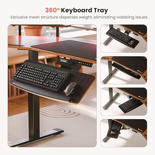 Miniatura 8 de EUREKA ERGONOMIC Escritorio de pie de altura ajustable, escritorio de computadora con bandeja para teclado de 72 pulgadas, escritorio de estudio de