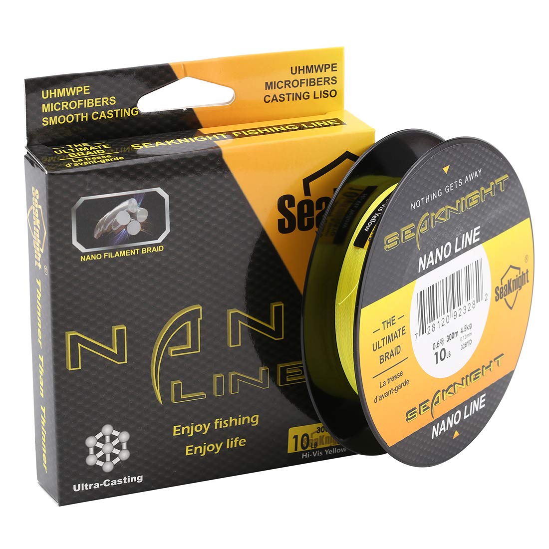 Seaknight NANO 300M 4 Strands Braided Fishing Lines, Multifilament Smooth PE Coat Braid Line 4LB 6LB 8LB 10LB Diameter 0.07-0.12mm