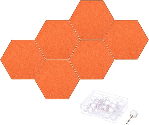 Miniatura 8 de PATIKIL Tablón de anuncios de fieltro, 12 x 10 pulgadas, paquete de 6 azulejos de fieltro hexagonales autoadhesivos para paneles de pared a prueba