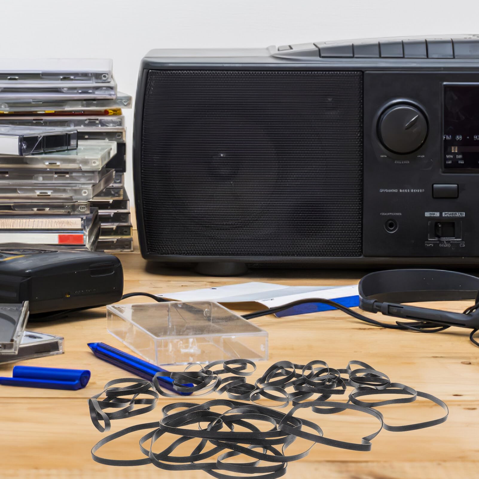 Artibetter 50 Pezzi Cinghie Nere in Gomma per Registratore Cassette e Lettore Dvd, Resistenti All'usura e Ripristinano la Velocità del Giradischi, Adatte per Riparazioni Audio