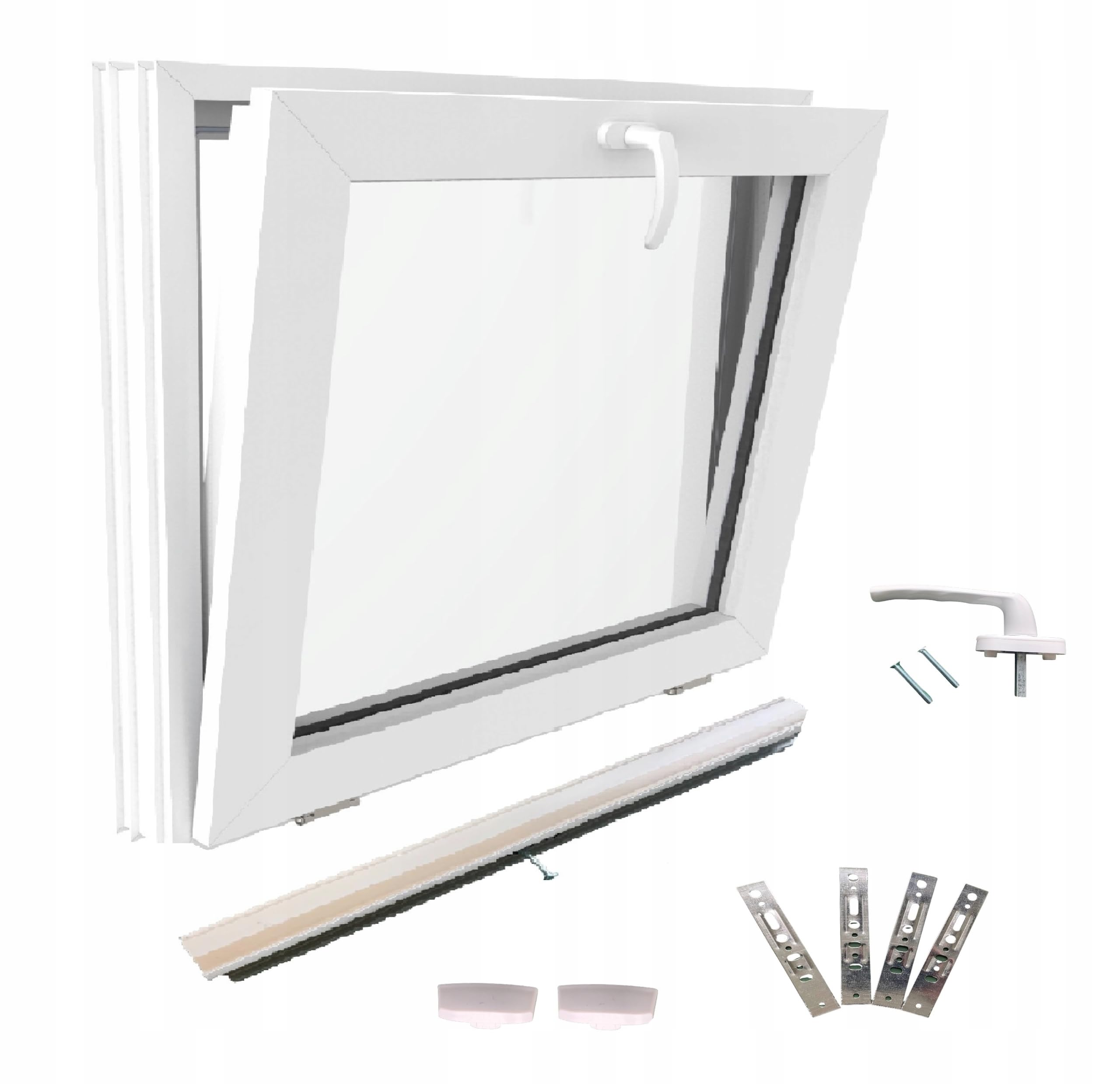 LORAC Ventana de plástico blanca 600 x 500 mm, 60 x 50 cm, inclinable, ventana estándar con doble acristalamiento, ahorro de energía, ventana de sótano con certificado CE, ideal para salas de estar y