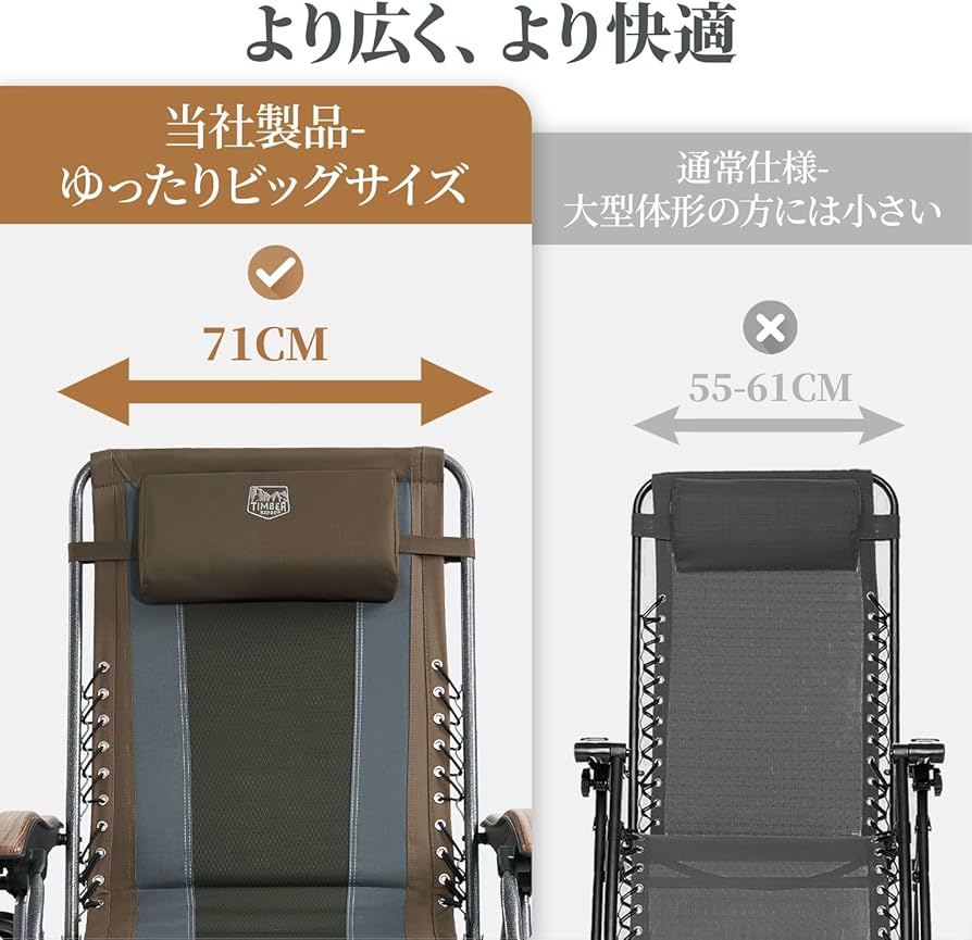 Amazon|TIMBER RIDGE リクライニングチェア 折りたたみ 耐荷重160kg Amazon|TIMBER RIDGE リクライニングチェア 折りたたみ 耐荷重160kg