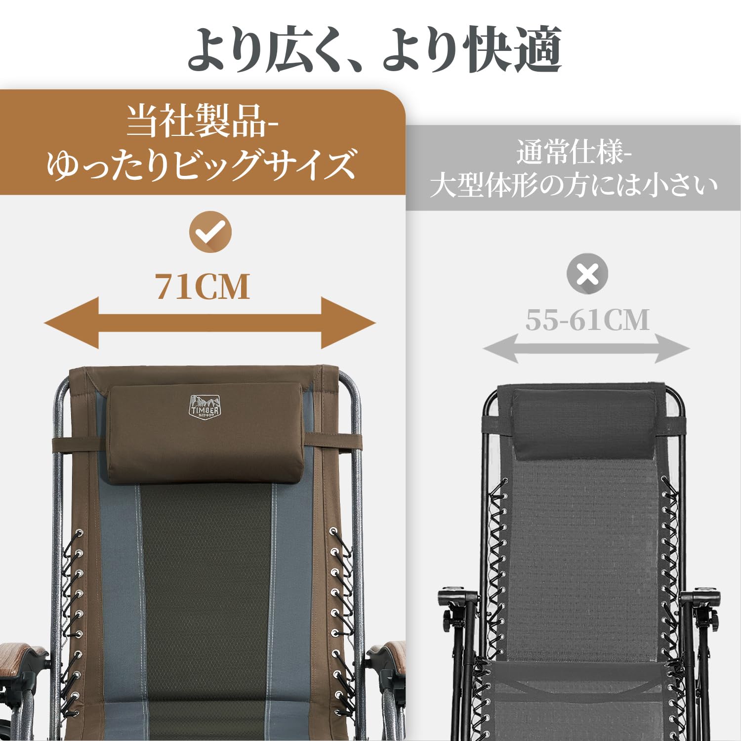 Amazon｜TIMBER RIDGE リクライニングチェア 折りたたみ 耐荷重