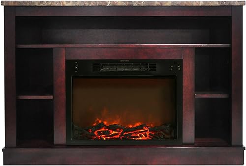 Oxford - Calentador eléctrico de chimenea de 50.0in con inserto de tronco profundo de 1500 W, llamas multicolor y mantel de almacenamiento AV en