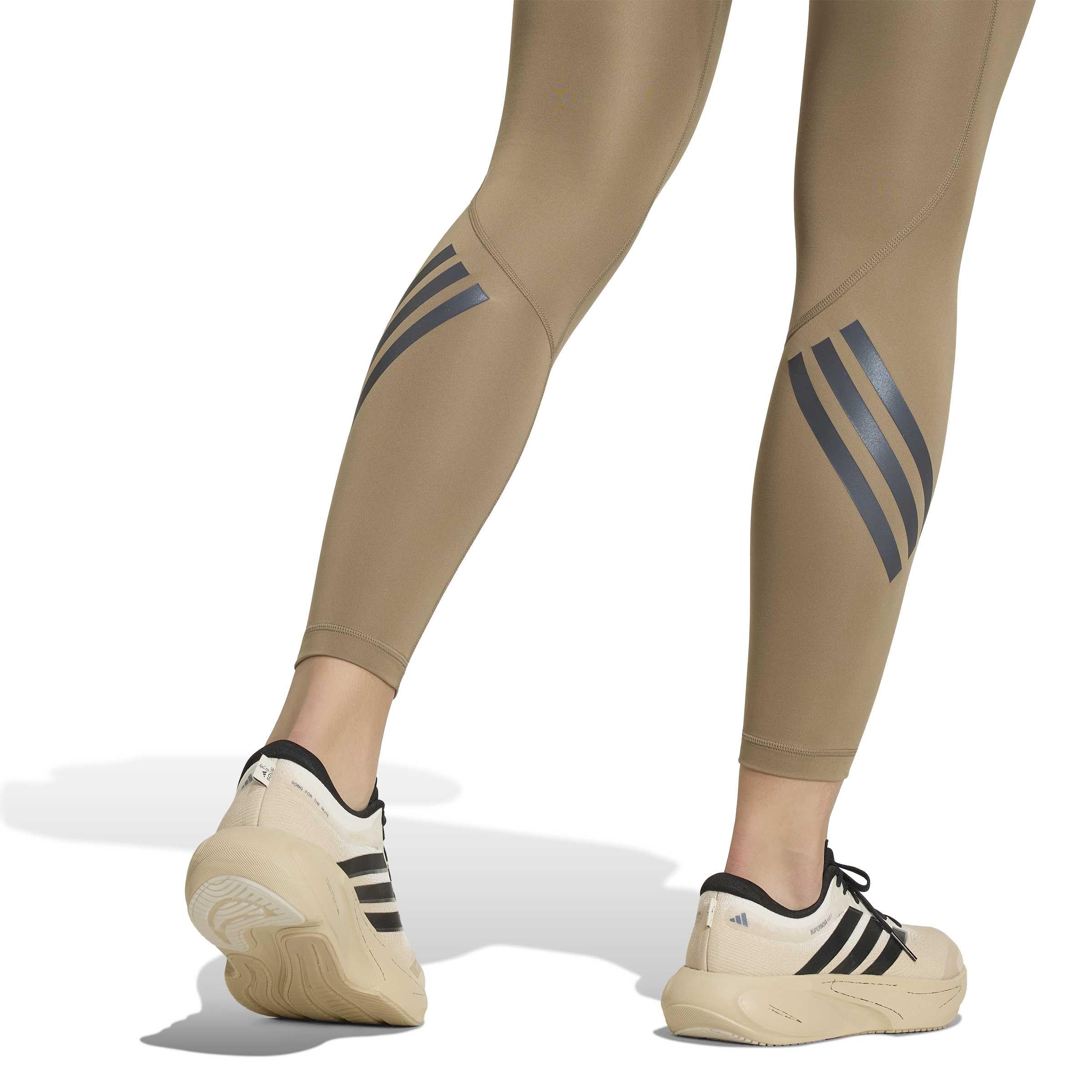 adidas Kobiety Adi365 Climacool 3 Stripes Running Full Length Leggings Tights, Khaki Six, XL