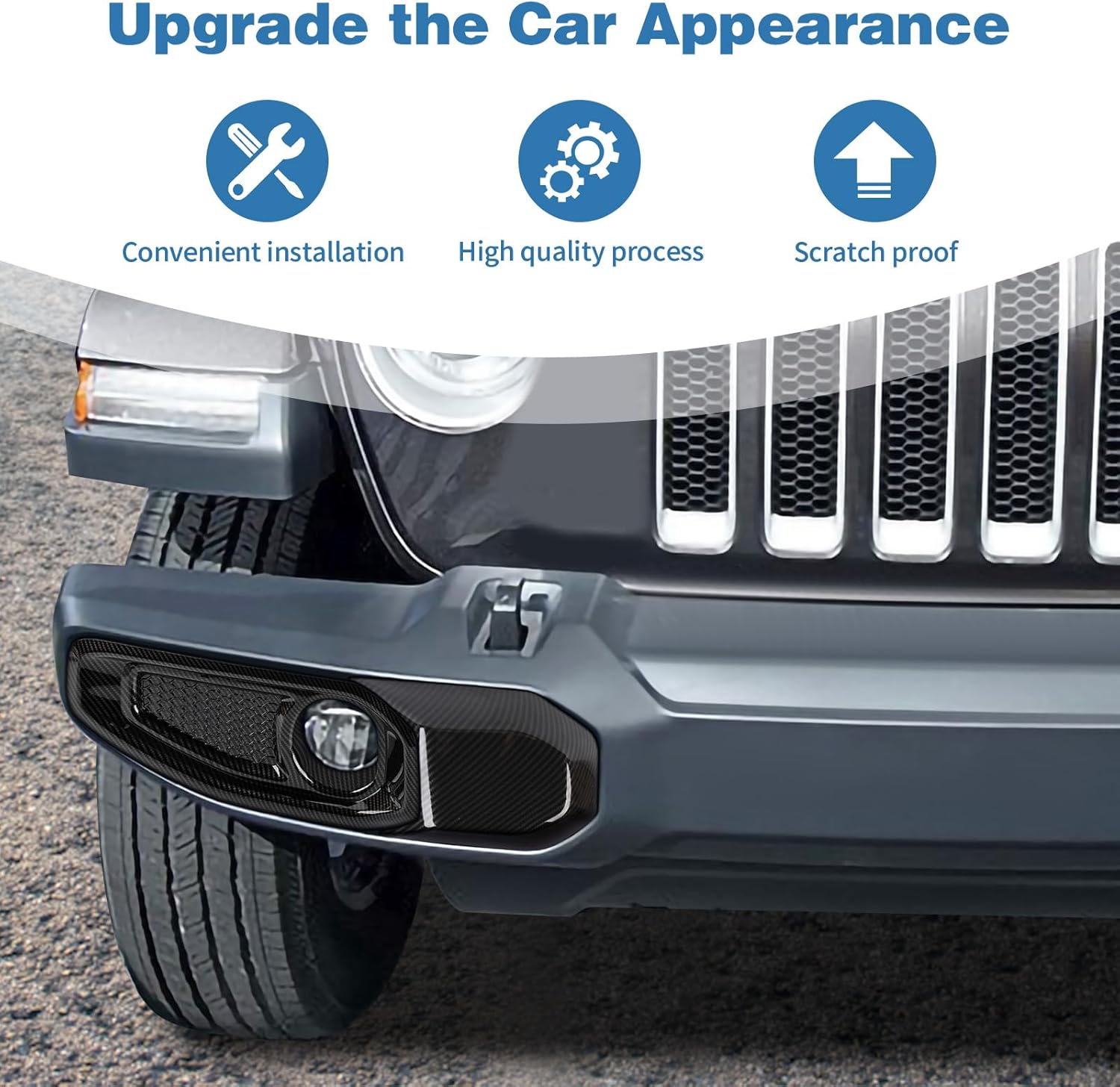 for Jeep JL Front Bumper Fog Light Trim Cover Compatible with Jeep Wrangler JL JLU Gladiator JT 2018-2024 Carbon Fiber Exterior Accessories 4pcs