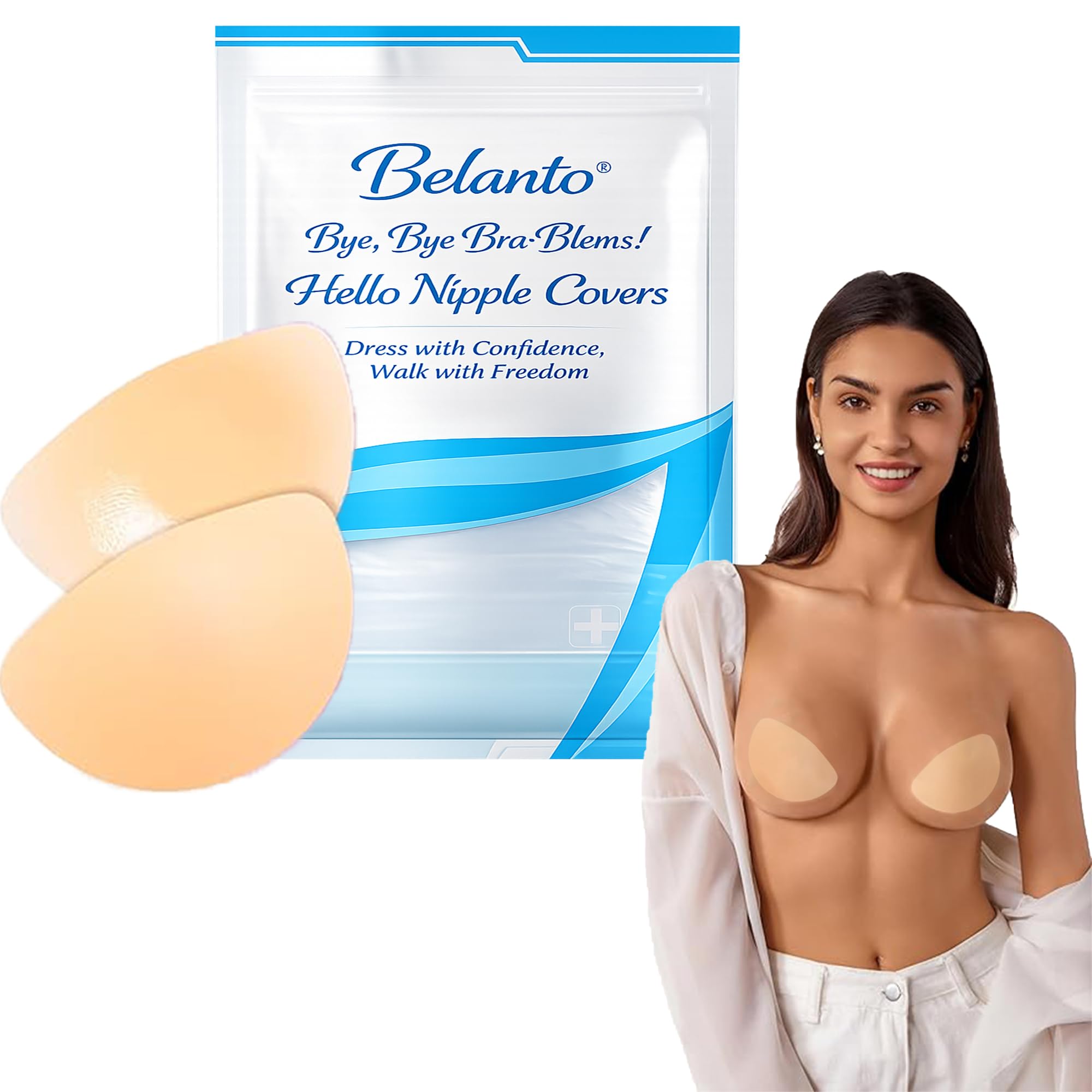 Sticky Nipple Covers for Women & Girls, Invisible & Reusable Nipple Pasties – Strapless & Seamless Breast Petals with Lift up Nipple Cover Bra, Adhesive Silicone Breast Covers - Beige-image-21