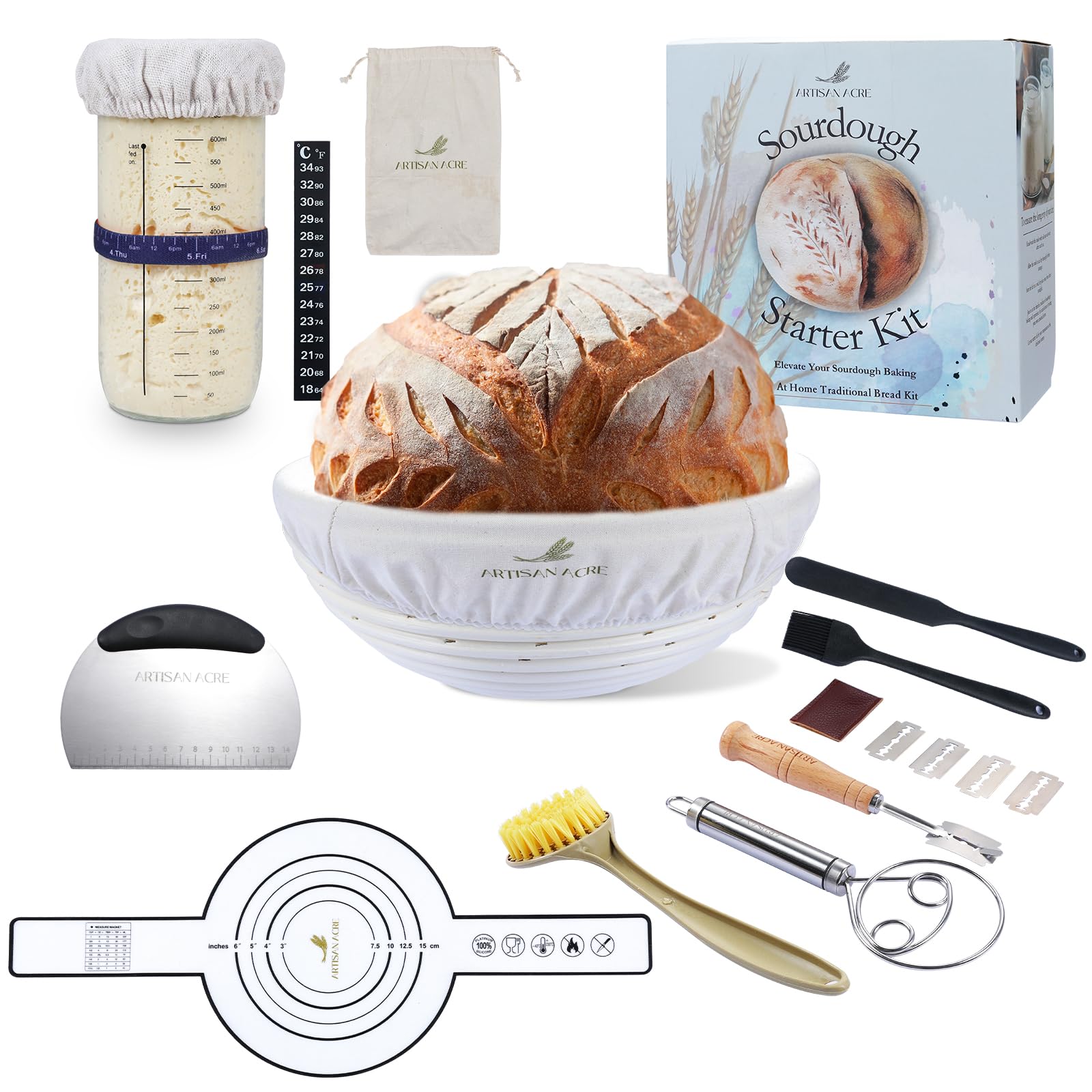 Banneton Brotgärkorb Set Aus Silikon - 2 Runde Körbe 22,9 Cm, Antihaftbeschichtet Für Sauerteig & Brot