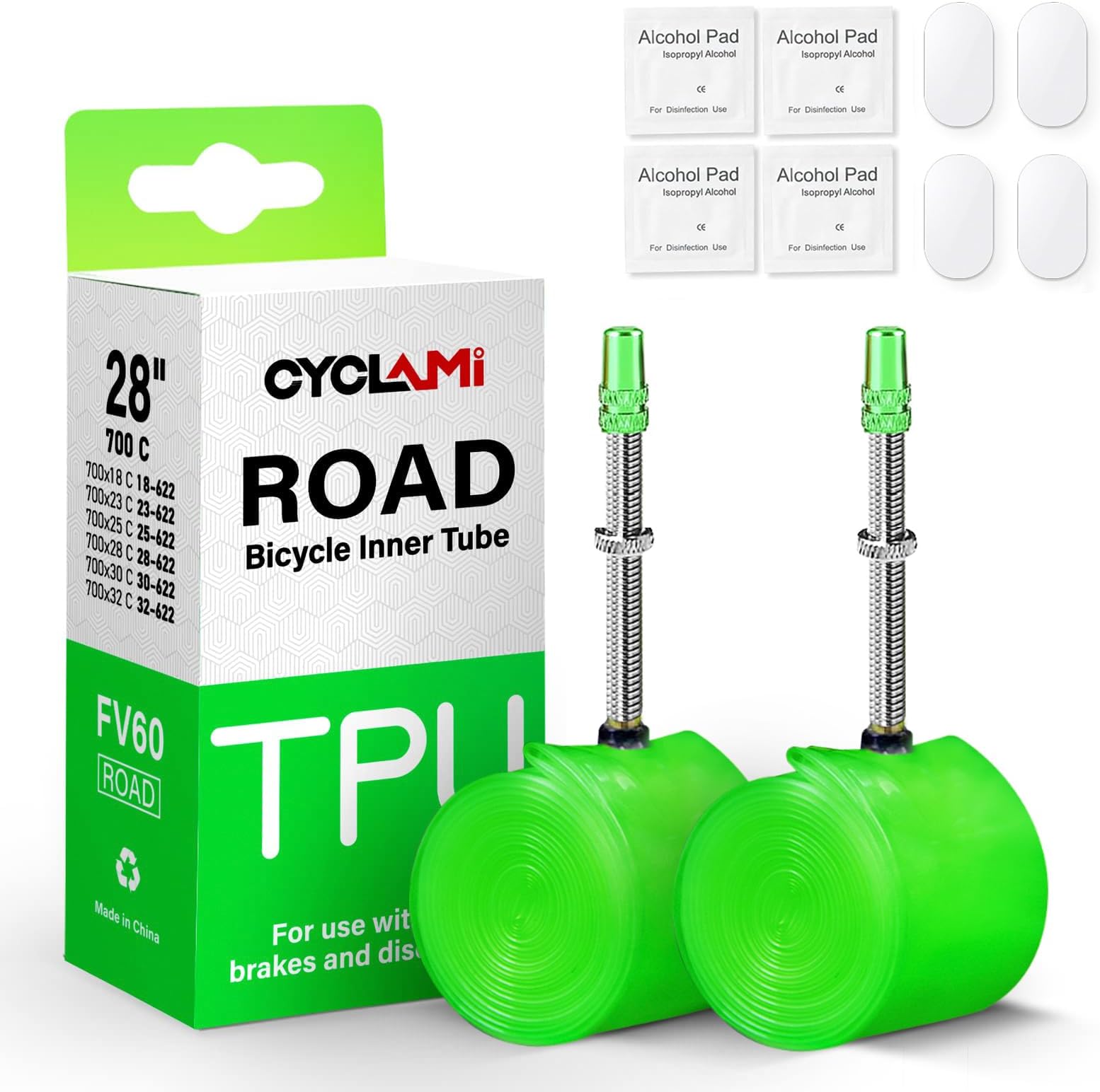 38g 1/2PCS Ultralight 700C Bike Inner Tube TPU Road Bicycle Tire 28'' Compatible with 700x18/23/25/28/30/32C Presta Valve 45/60/80mm(Include Bike Inner Tire Patch Repair Kit)