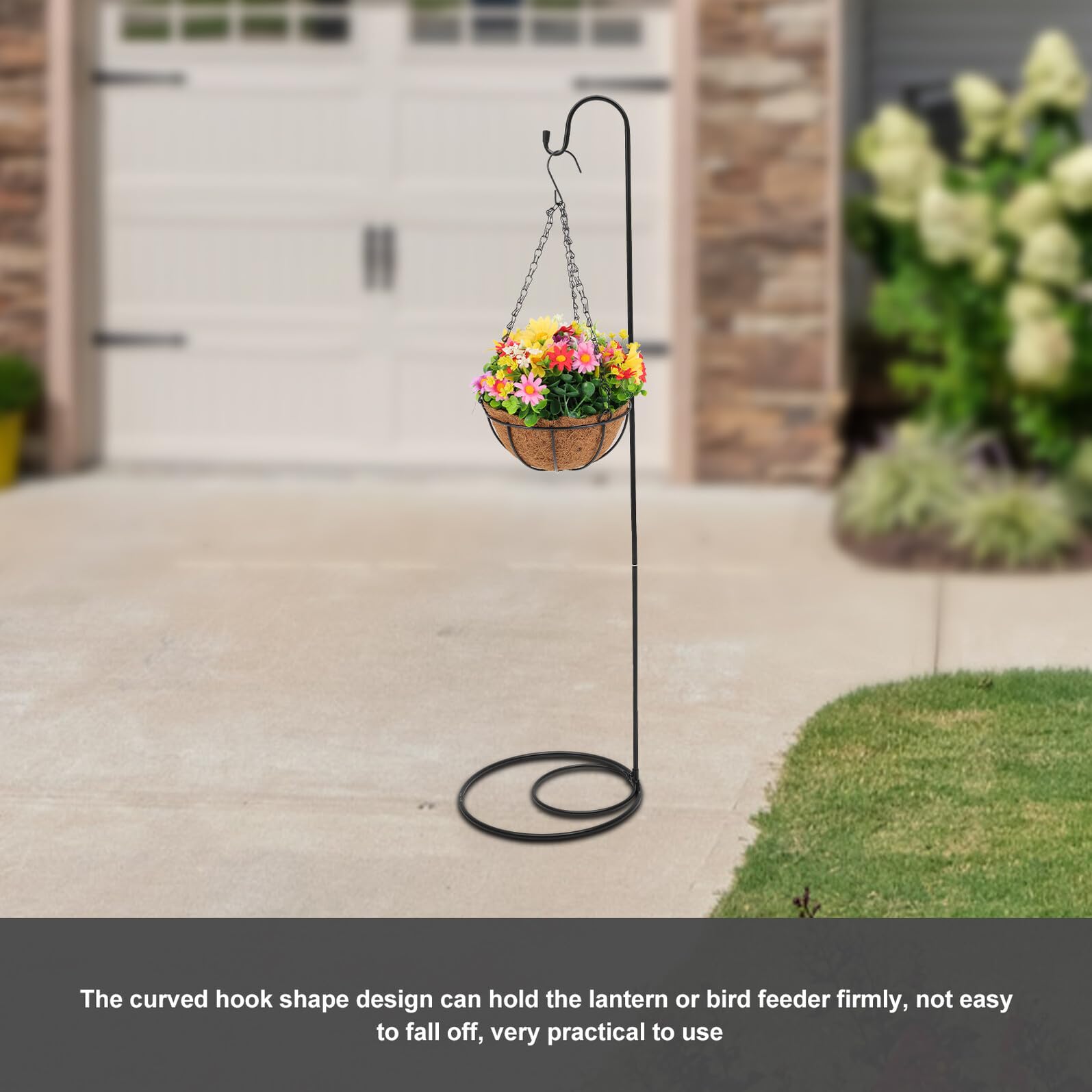 Crochet Suspendre en Fer Noir pour Jardin Extérieur, Crochet Incurvé Antirouille, Installation Solide pour Décoration de Parc et Plantes Suspendues
