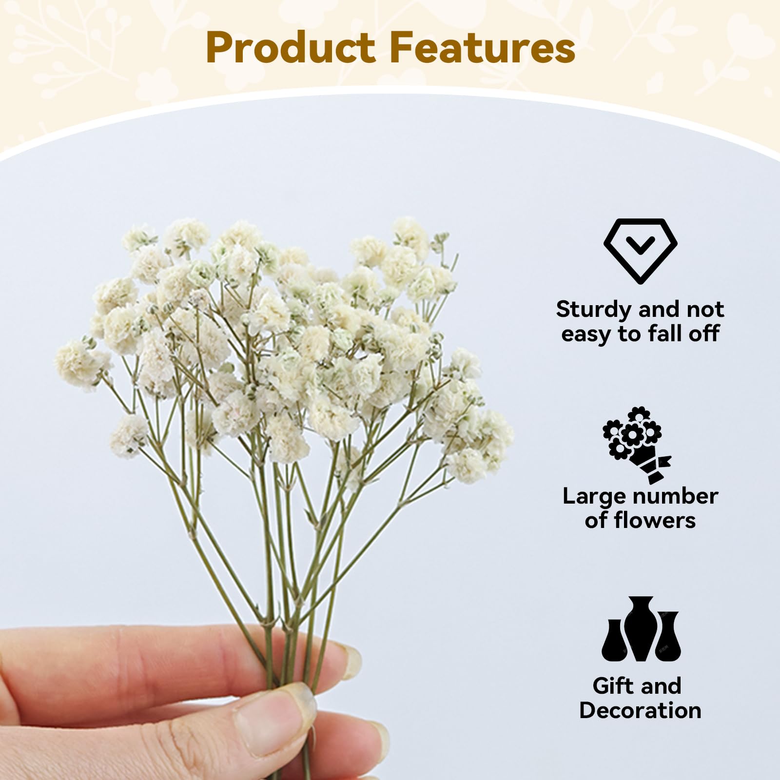ForestM 100PCS Dried Pressed Flowers, Natural Baby Breath Dried, Gypsophila Mini Breath Flowers - Image 3