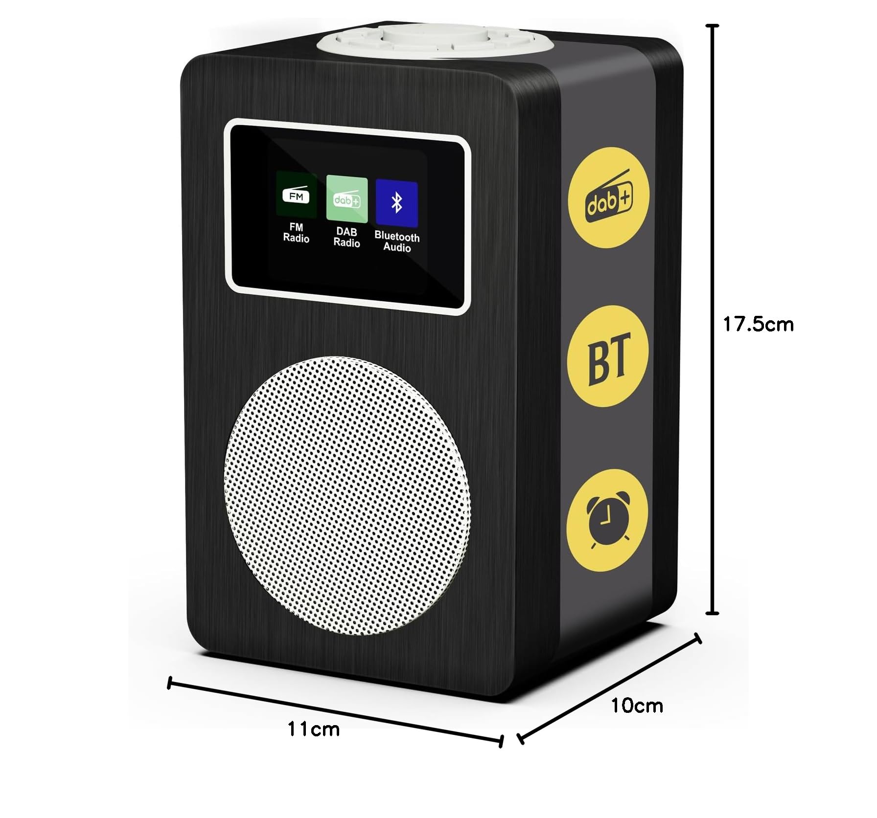 Radio Dab MD4, Radio Dab Plus avec Haut-Parleur Bluetooth, Radios FM de Cuisine Secteur et Batterie,écran Couleur,Double Alarme,Port pour Casque,Boîte en Bois-Finition Gris Métallisé