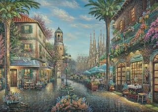 Schmidt 58780 Thomas Kinkade Spanisches Straßencafé, 1000 Teile Puzzle
