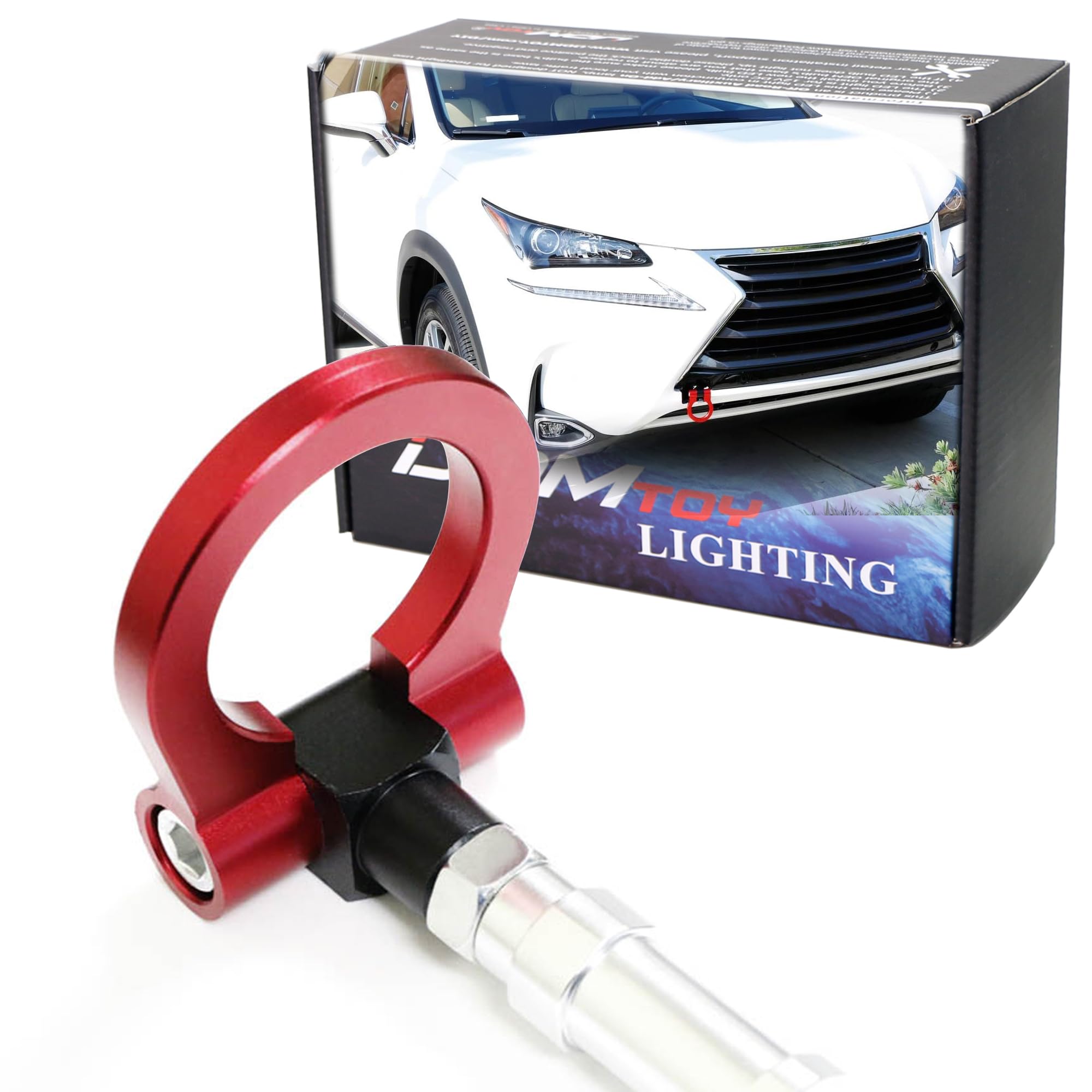 iJDMTOY Red Track Racing Style Tow Hook Ring Compatible with Lexus NX200 NX200t NX300h, Made of Lightweight Aluminum